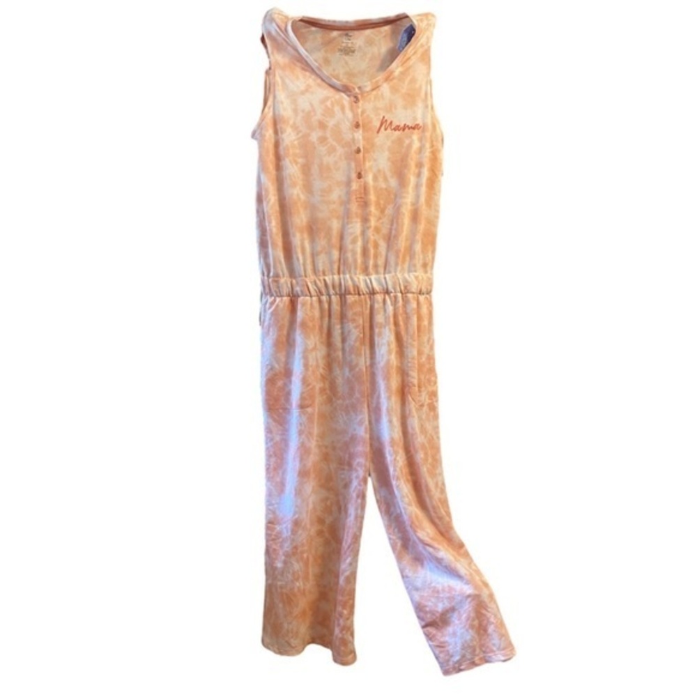 Sleep Chic Jumpsuit Womens Size XL Pink Tie Dye “Mama” Outfit